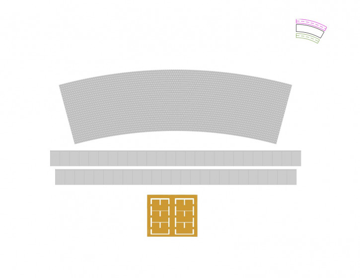 75,2 mm Kurvenbahnsteig Set 3 R2 u. R4