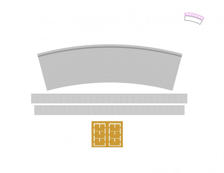 75,2 mm Kurvenbahnsteig Set 3 R2 u. R4