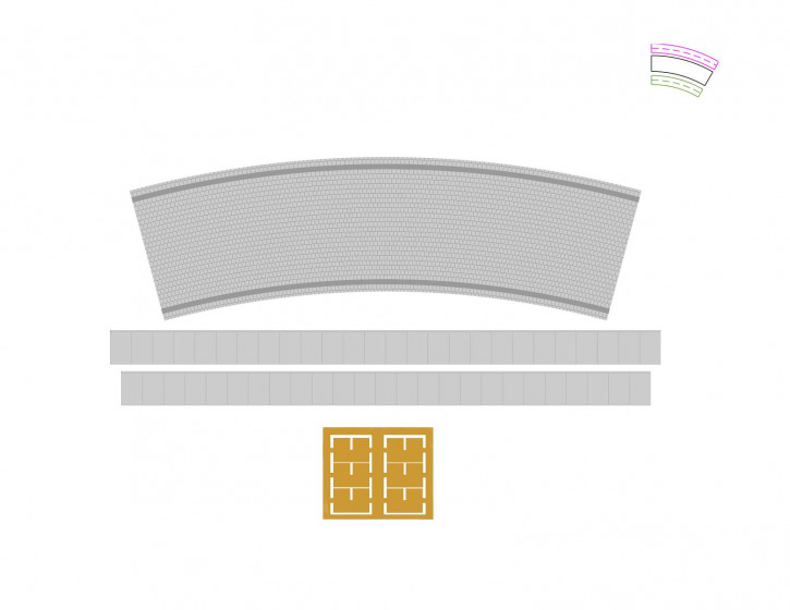 75,2 mm Kurvenbahnsteig Set 5 R2 u. R4 + LS